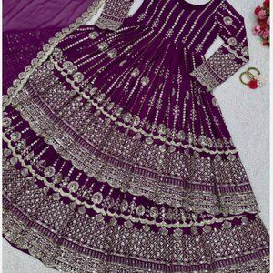 Bollywood Style Maroon/Purple Kurti Lehenga